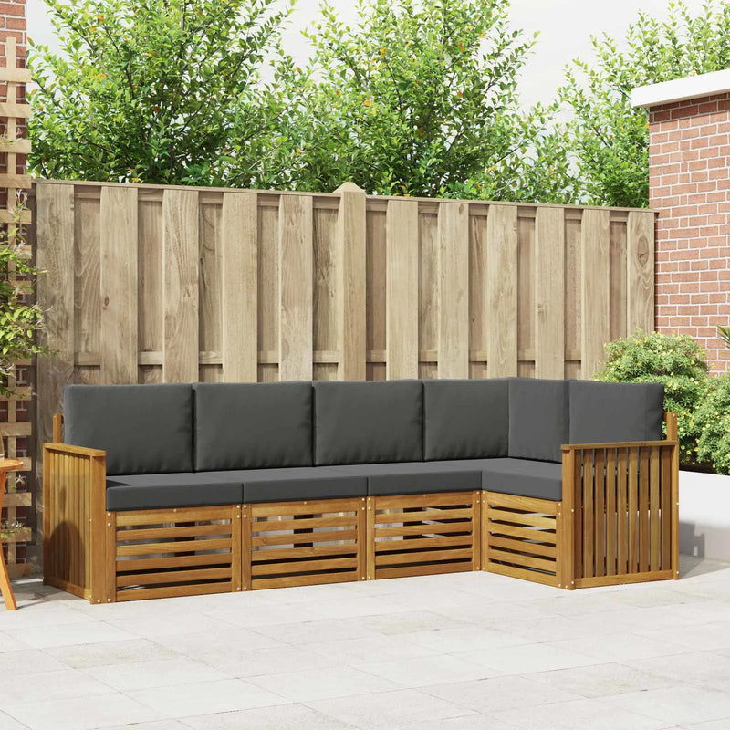 Sectional Sofa Set with Cushion 5 pcs Natural and Anthracite