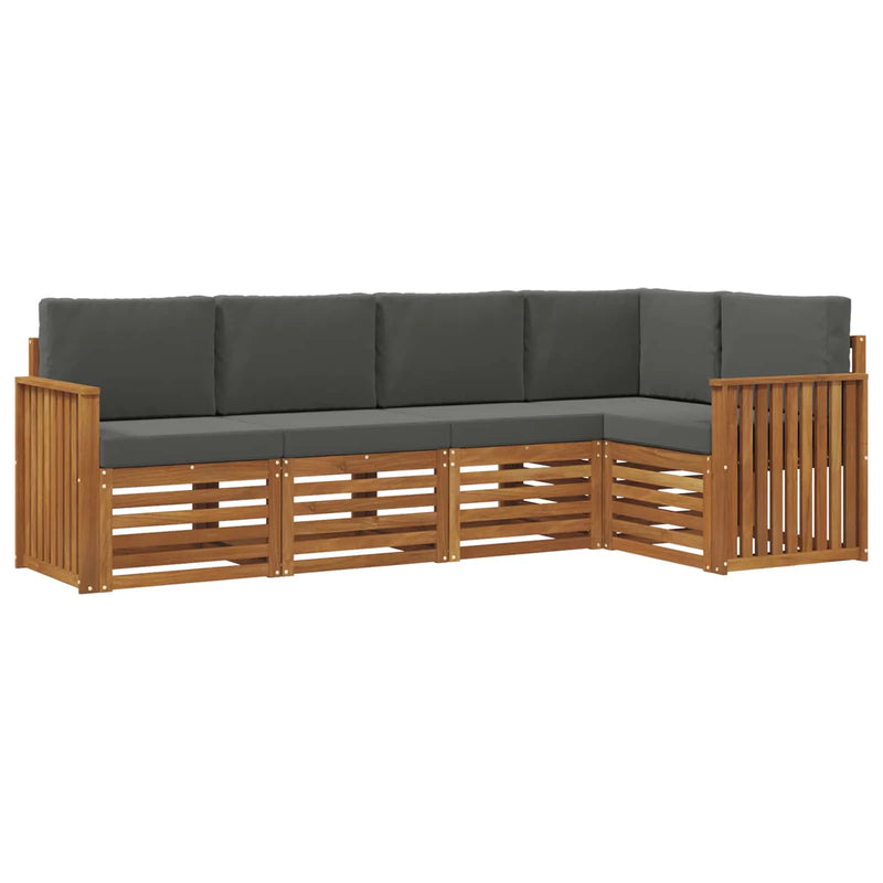 Sectional Sofa Set with Cushion 5 pcs Natural and Anthracite