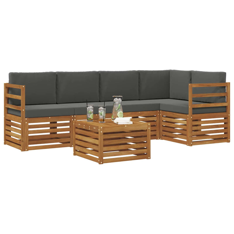 Sectional Sofa Set with Cushion 6 pcs Natural and Anthracite