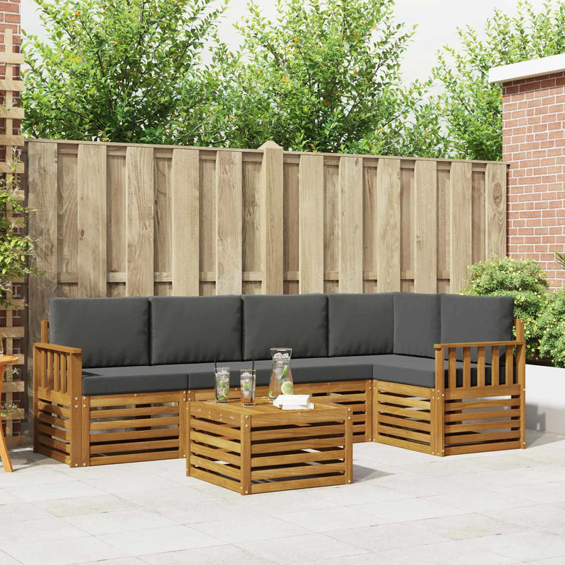 Sectional Sofa Set with Cushion 6 pcs Natural and Anthracite