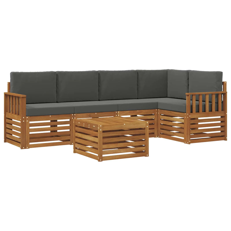 Sectional Sofa Set with Cushion 6 pcs Natural and Anthracite