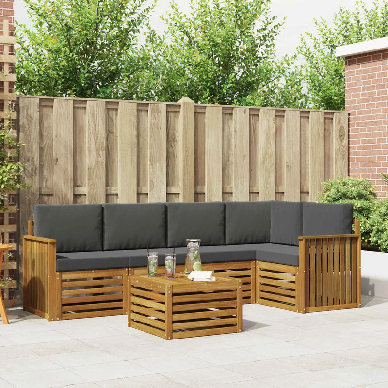 Sectional Sofa Set with Cushion 6 pcs Natural and Anthracite