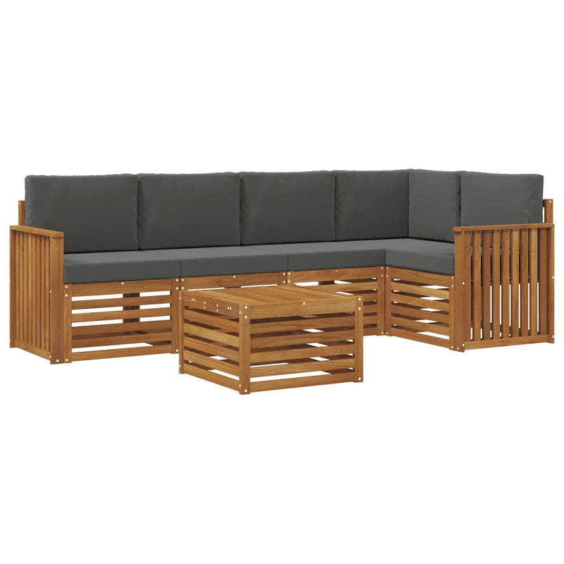 Sectional Sofa Set with Cushion 6 pcs Natural and Anthracite