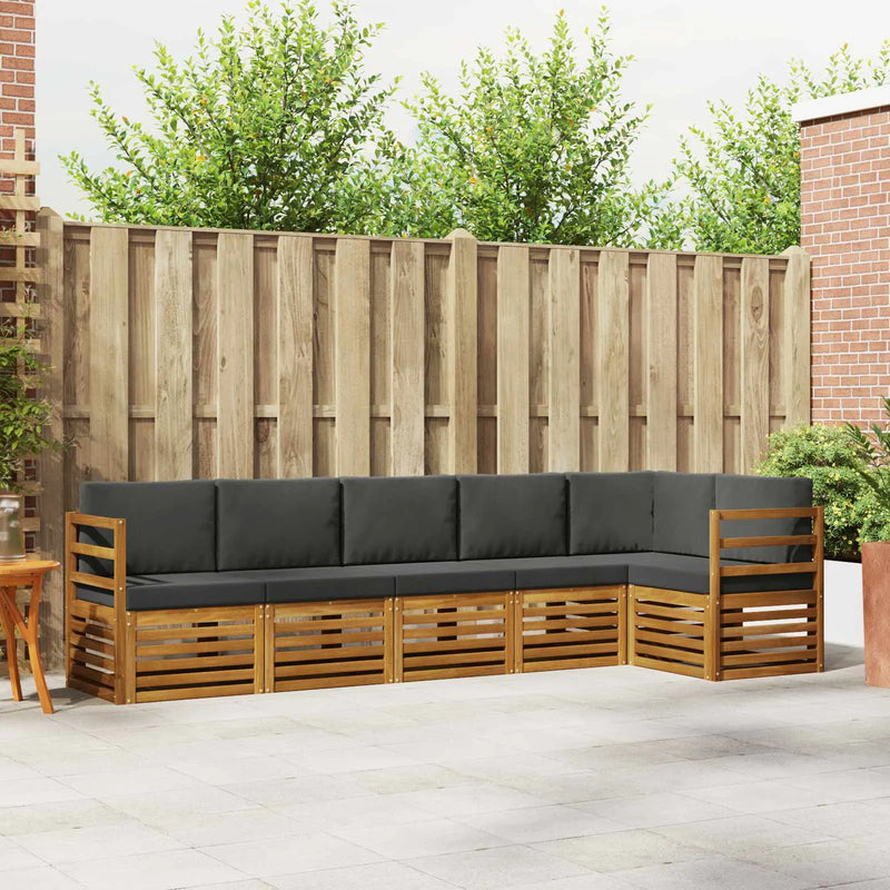 Sectional Sofa Set with Cushion 6 pcs Natural and Anthracite