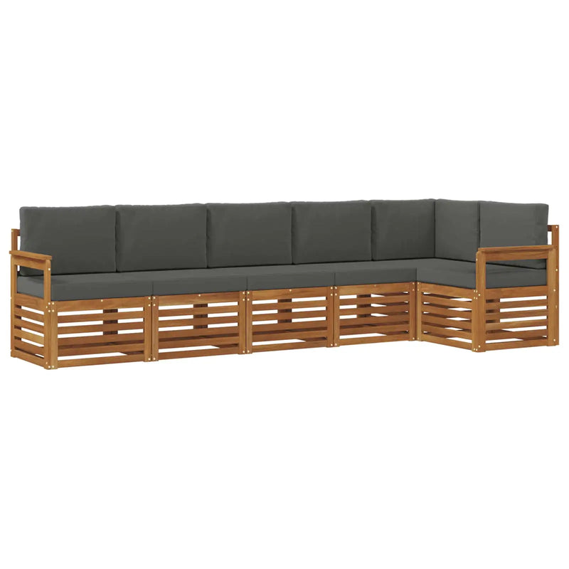 Sectional Sofa Set with Cushion 6 pcs Natural and Anthracite
