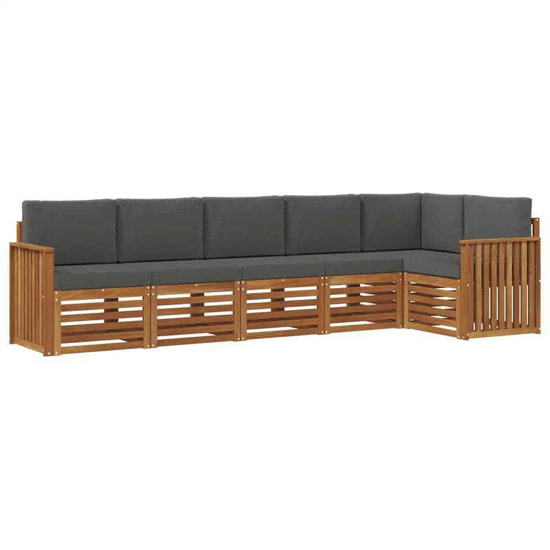 Sectional Sofa Set with Cushion 6 pcs Natural and Anthracite
