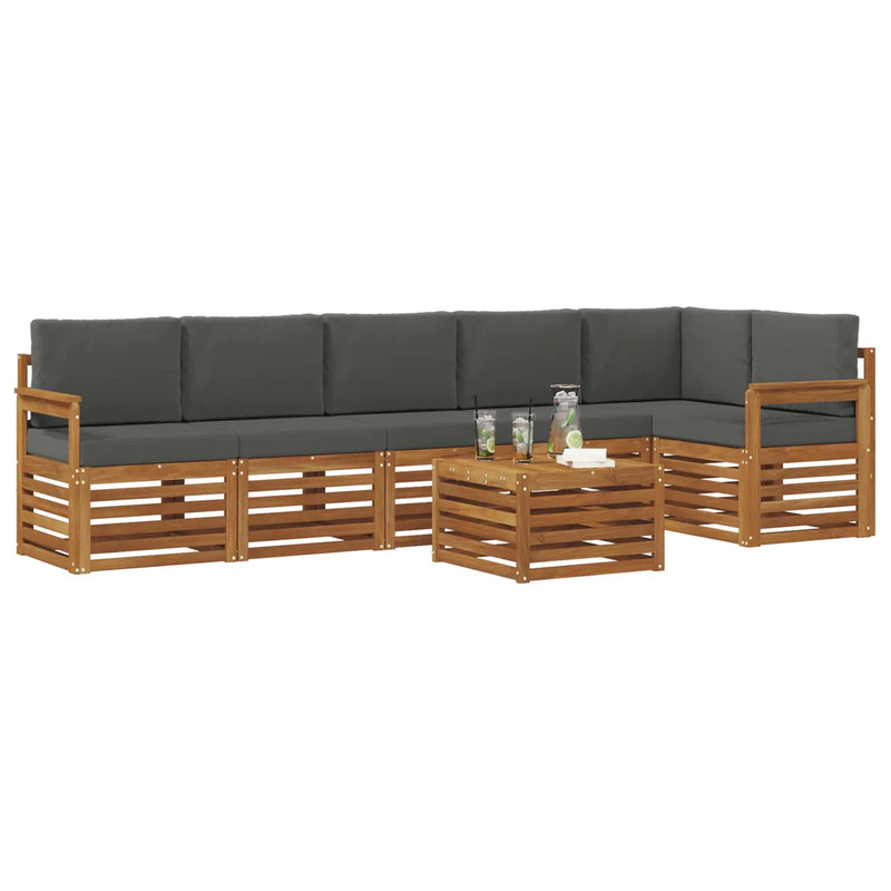 Sectional Sofa Set with Cushion 7 pcs Natural and Anthracite