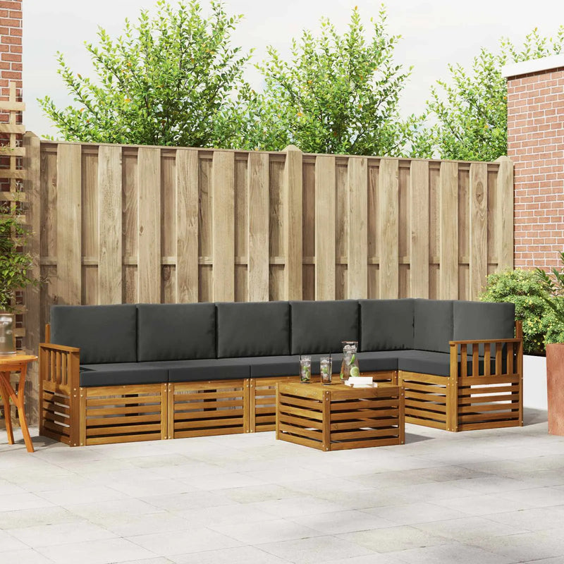 Sectional Sofa Set with Cushion 7 pcs Natural and Anthracite