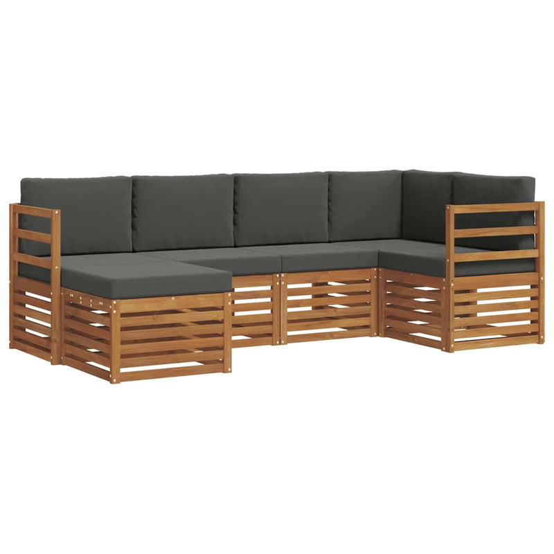 Sectional Sofa Set with Cushion 6 pcs Natural and Anthracite
