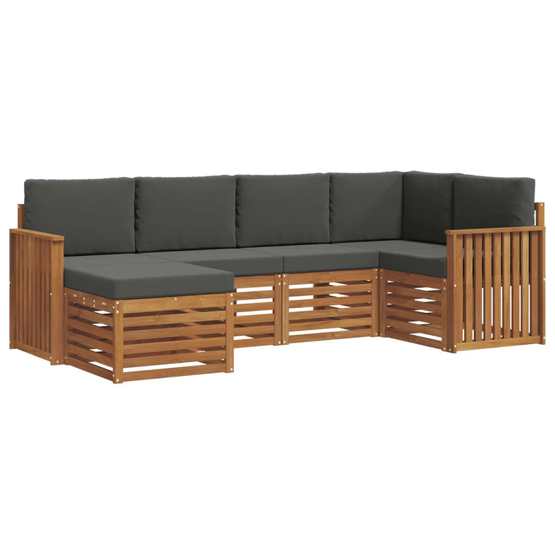 Sectional Sofa Set with Cushion 6 pcs Natural and Anthracite