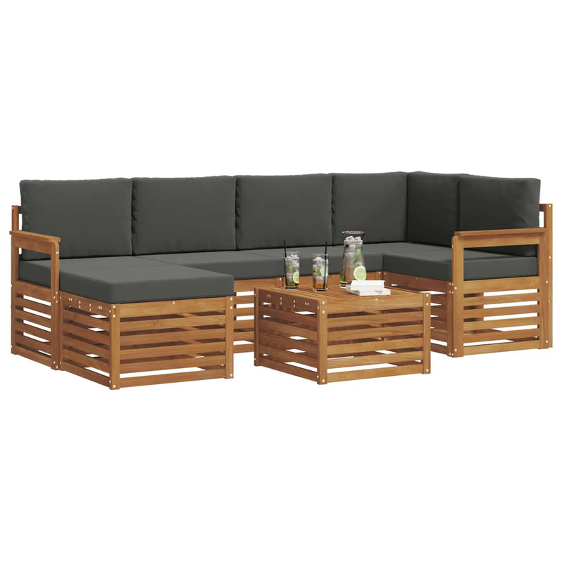 Sectional Sofa Set with Cushion 7 pcs Natural and Anthracite
