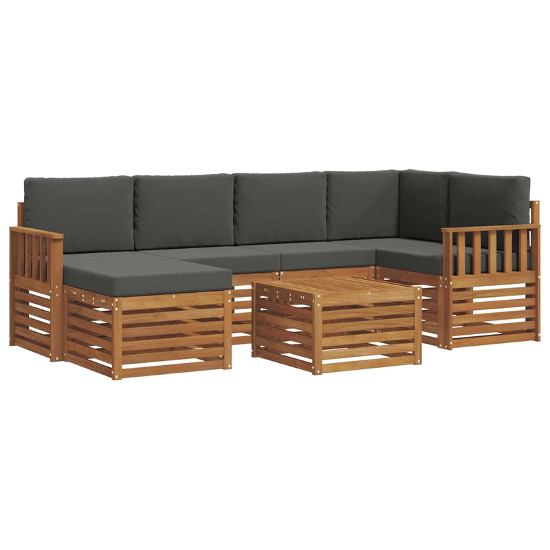 Sectional Sofa Set with Cushion 7 pcs Natural and Anthracite