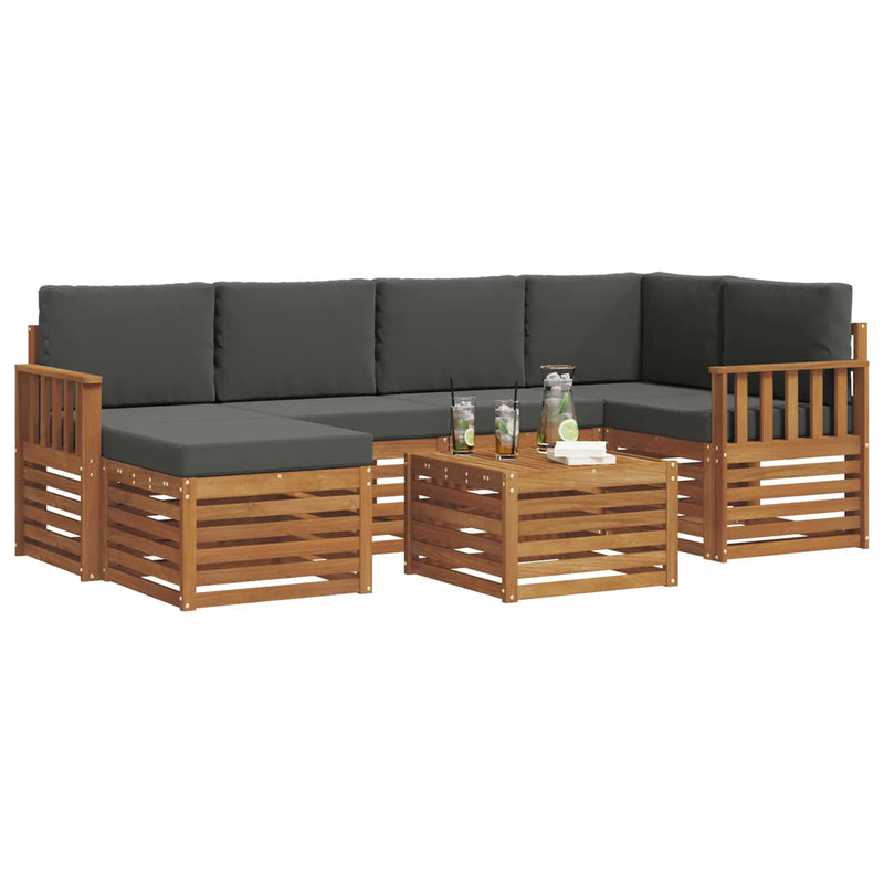 Sectional Sofa Set with Cushion 7 pcs Natural and Anthracite