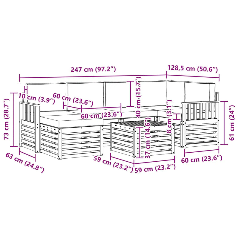 Sectional Sofa Set with Cushion 7 pcs Natural and Anthracite