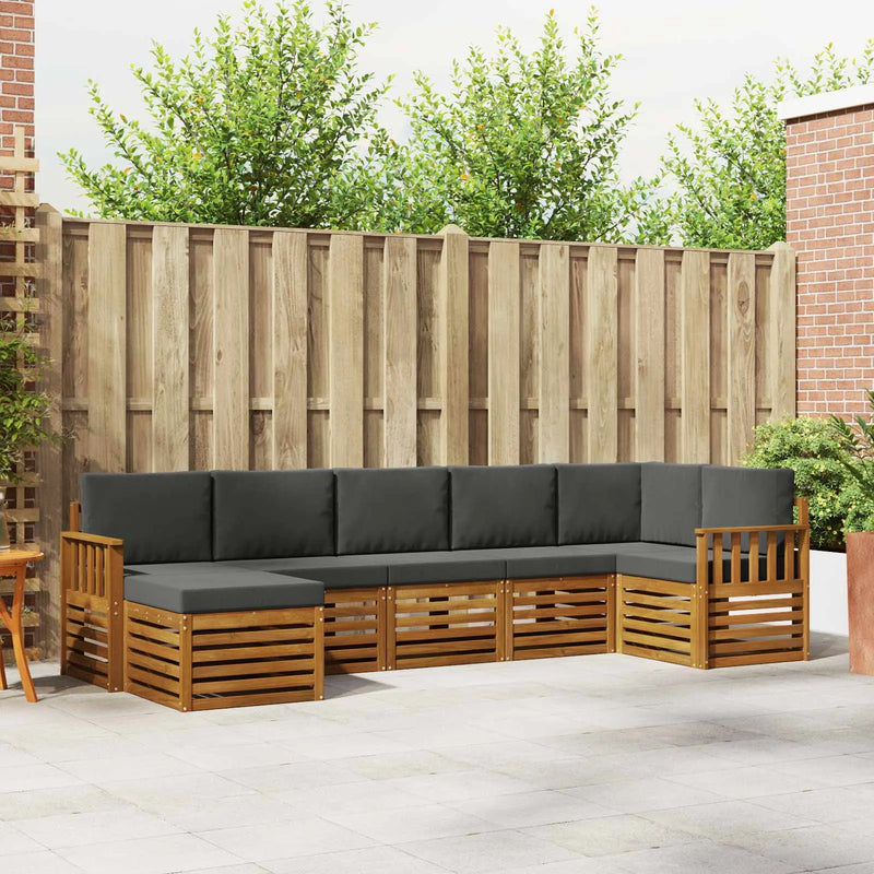 Sectional Sofa Set with Cushion 7 pcs Natural and Anthracite