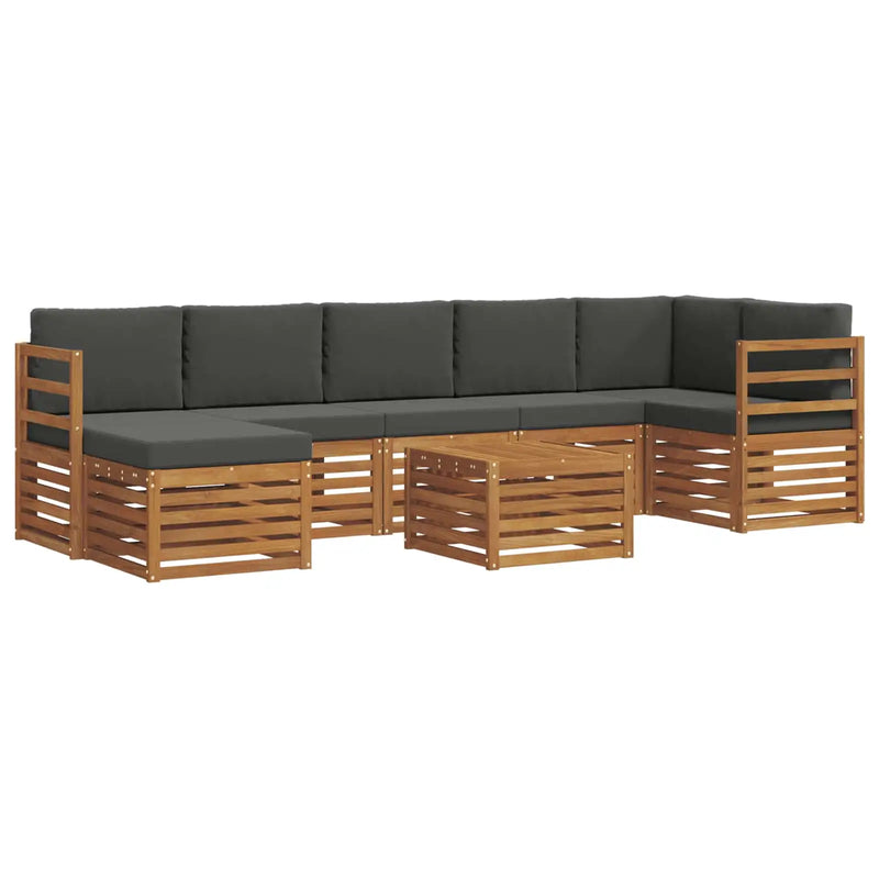 Outdoor Sofa Set 8 pcs Natural and Anthracite Solid Acacia Wood