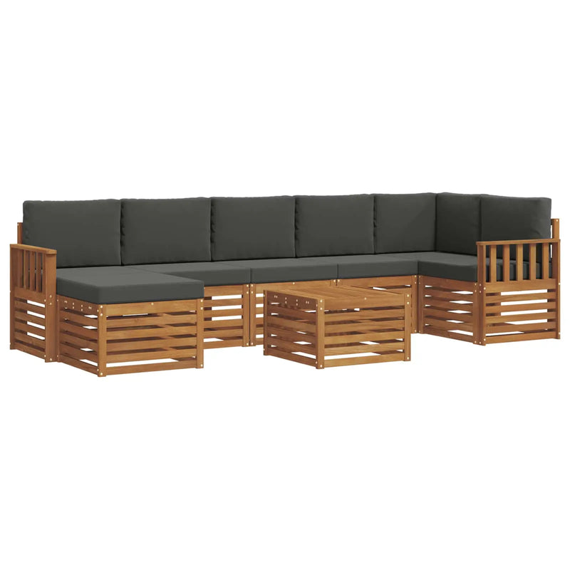 Outdoor Sofa Set 8 pcs Natural and Anthracite Solid Acacia Wood