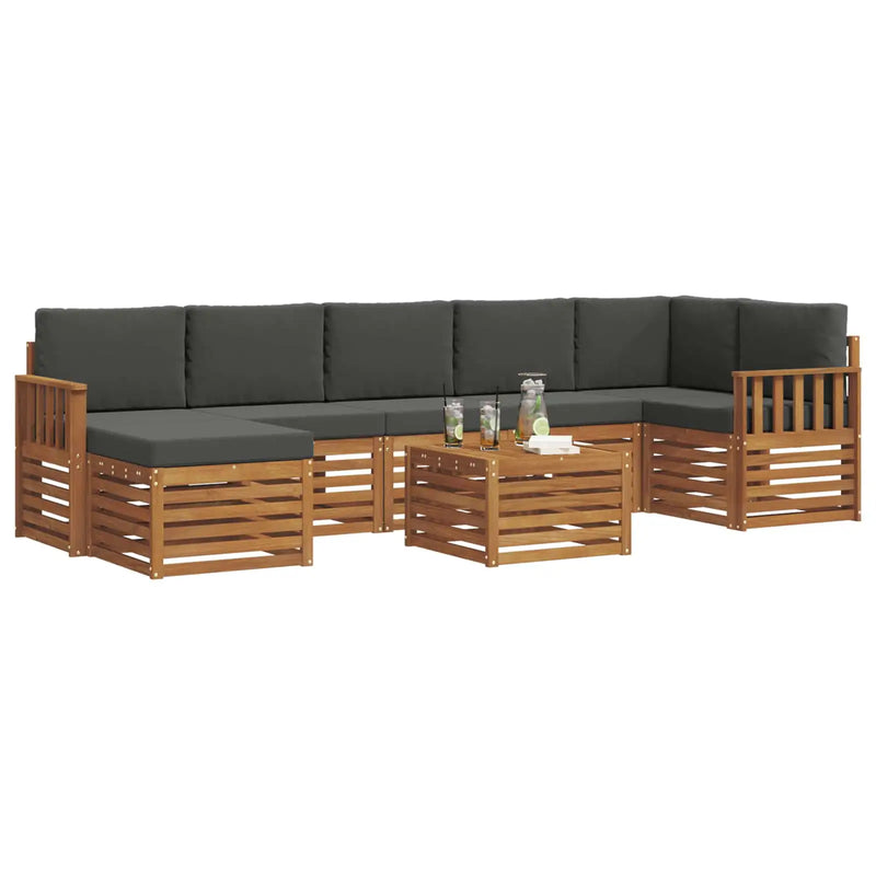 Outdoor Sofa Set 8 pcs Natural and Anthracite Solid Acacia Wood