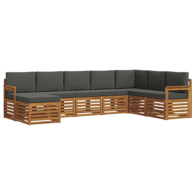 Outdoor Sofa Set 8 pcs Natural and Anthracite Solid Acacia Wood