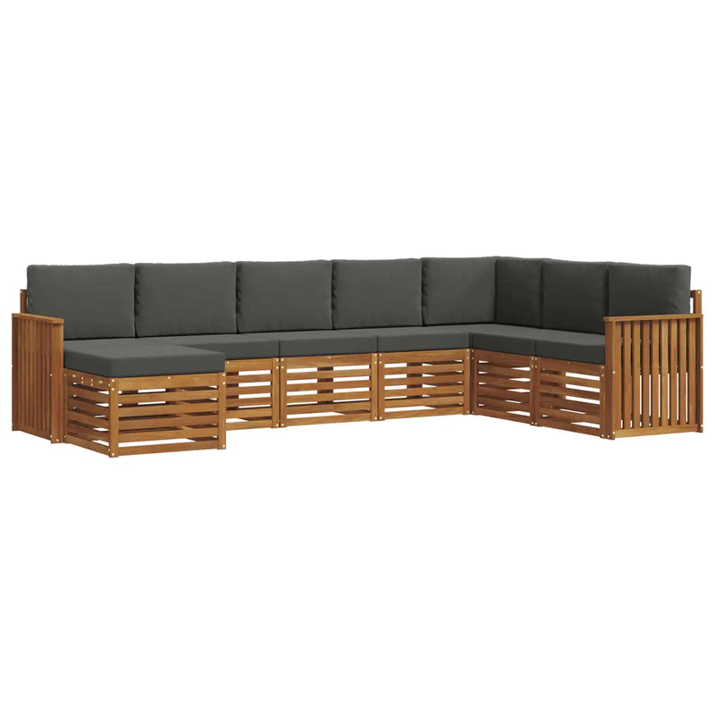 Outdoor Sofa Set 8 pcs Natural and Anthracite Solid Acacia Wood