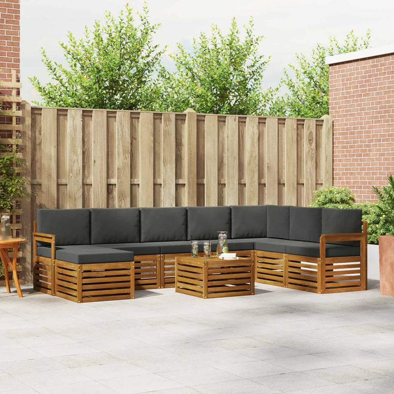 Outdoor Sofa Set 9 pcs Natural and Anthracite Solid Acacia Wood