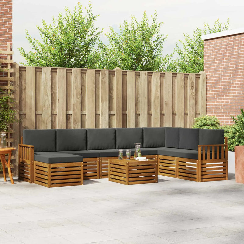 Outdoor Sofa Set 9 pcs Natural and Anthracite Solid Acacia Wood