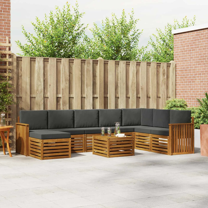 Outdoor Sofa Set 9 pcs Natural and Anthracite Solid Acacia Wood