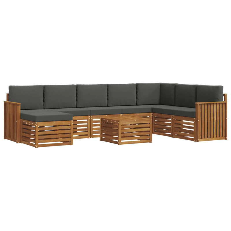 Outdoor Sofa Set 9 pcs Natural and Anthracite Solid Acacia Wood