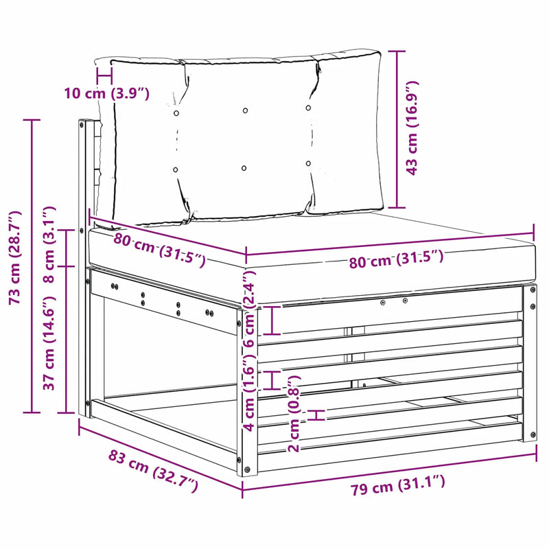 Outdoor Sofa Set with Cushion 3 pcs Natural and Anthracite
