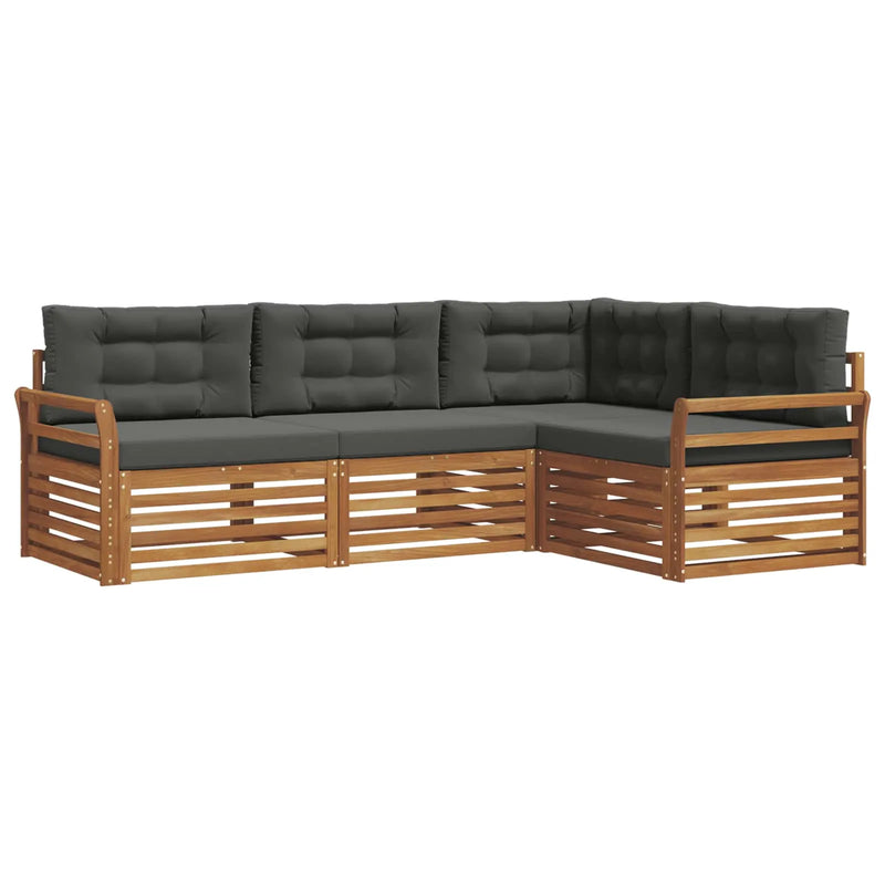 Outdoor Sofa Set with Cushion 4 pcs Natural and Anthracite