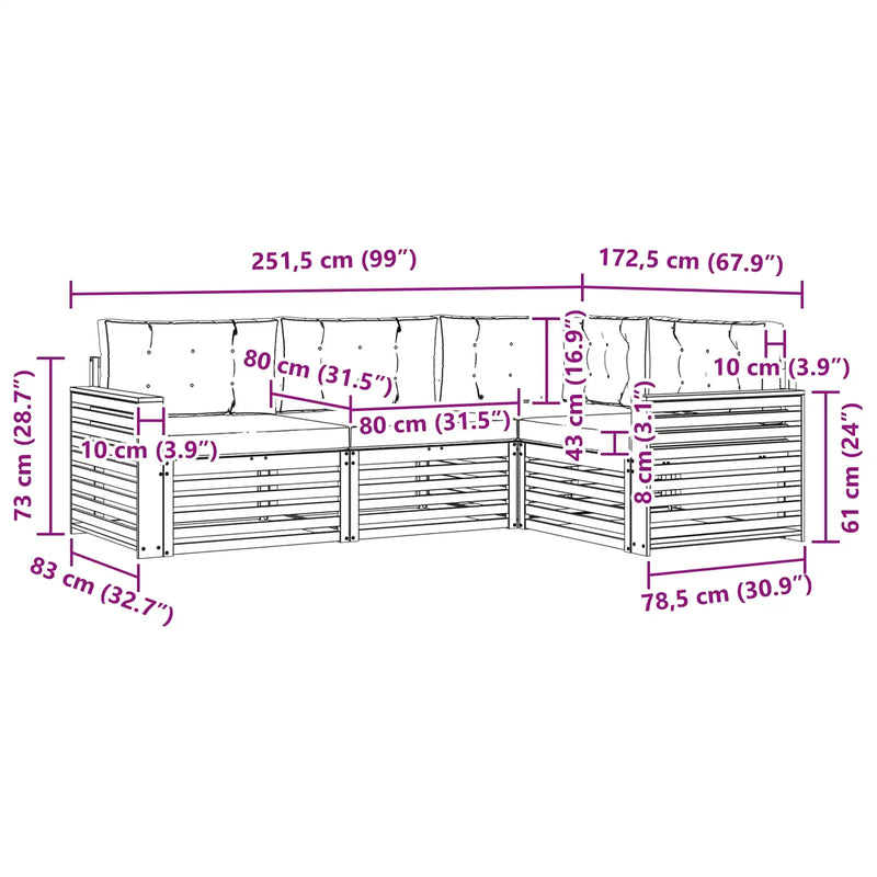Outdoor Sofa Set with Cushion 4 pcs Natural and Anthracite
