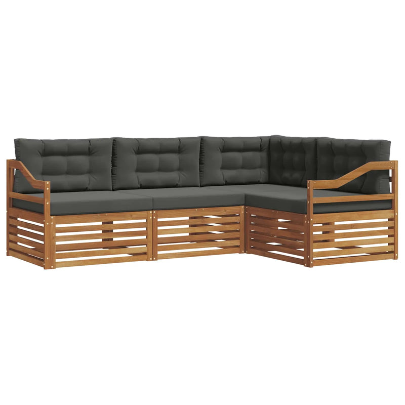 Outdoor Sofa Set with Cushion 4 pcs Natural and Anthracite