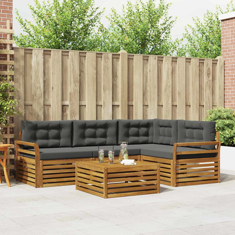Outdoor Sofa Set with Cushion 5 pcs Natural and Anthracite