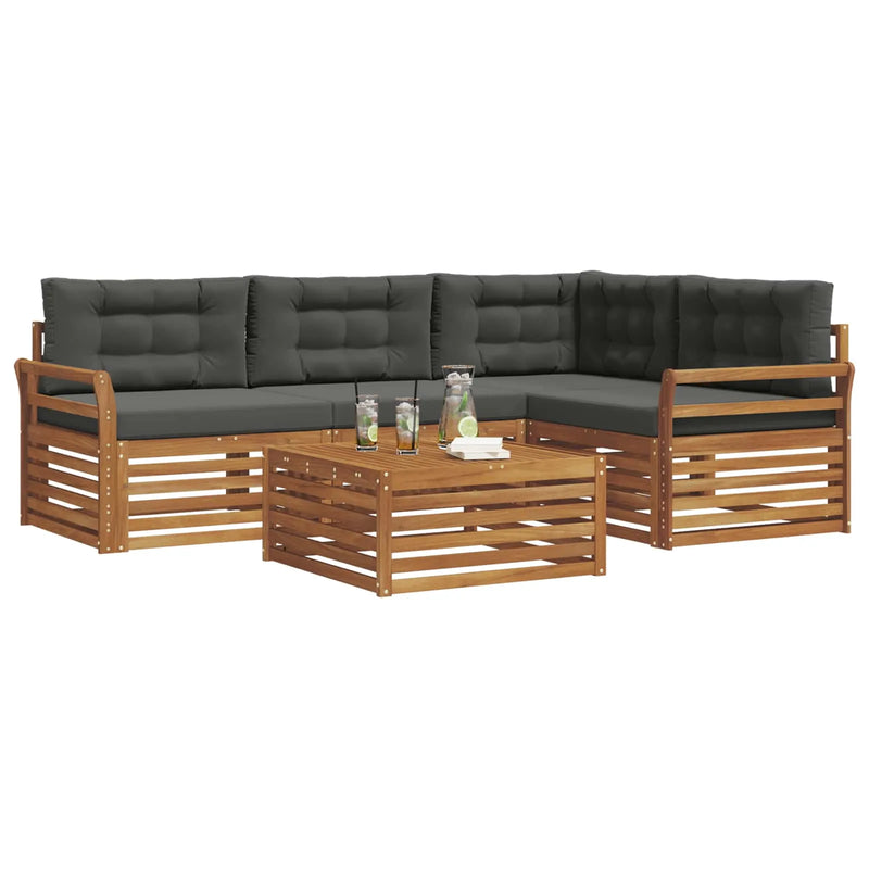 Outdoor Sofa Set with Cushion 5 pcs Natural and Anthracite