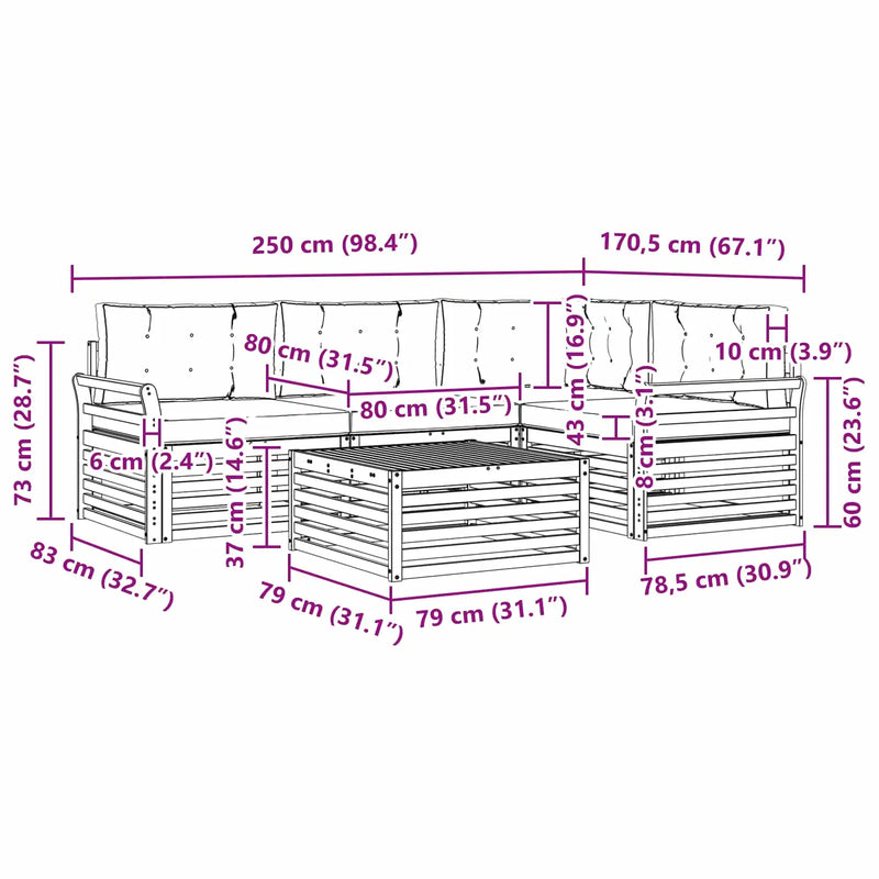 Outdoor Sofa Set with Cushion 5 pcs Natural and Anthracite