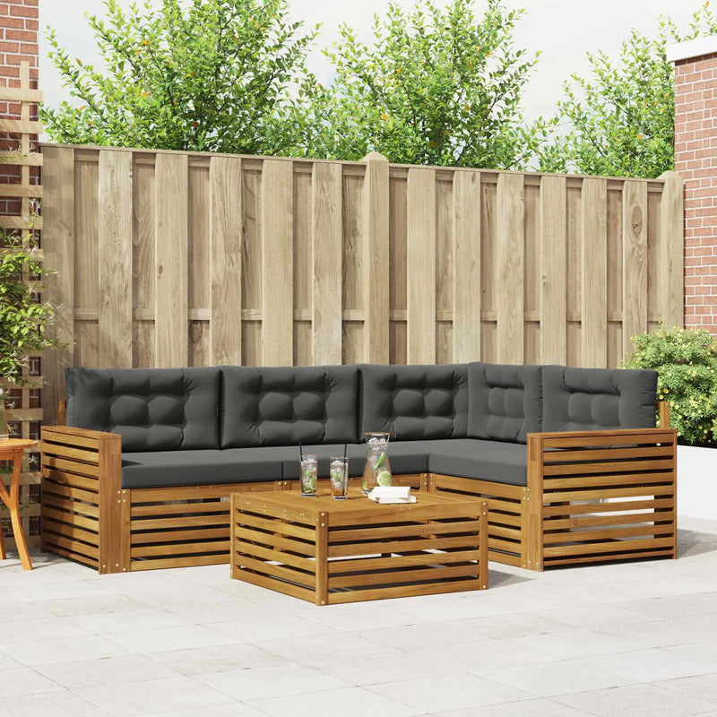 Outdoor Sofa Set with Cushion 5 pcs Natural and Anthracite