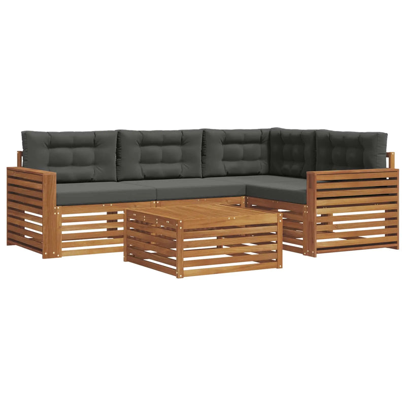 Outdoor Sofa Set with Cushion 5 pcs Natural and Anthracite