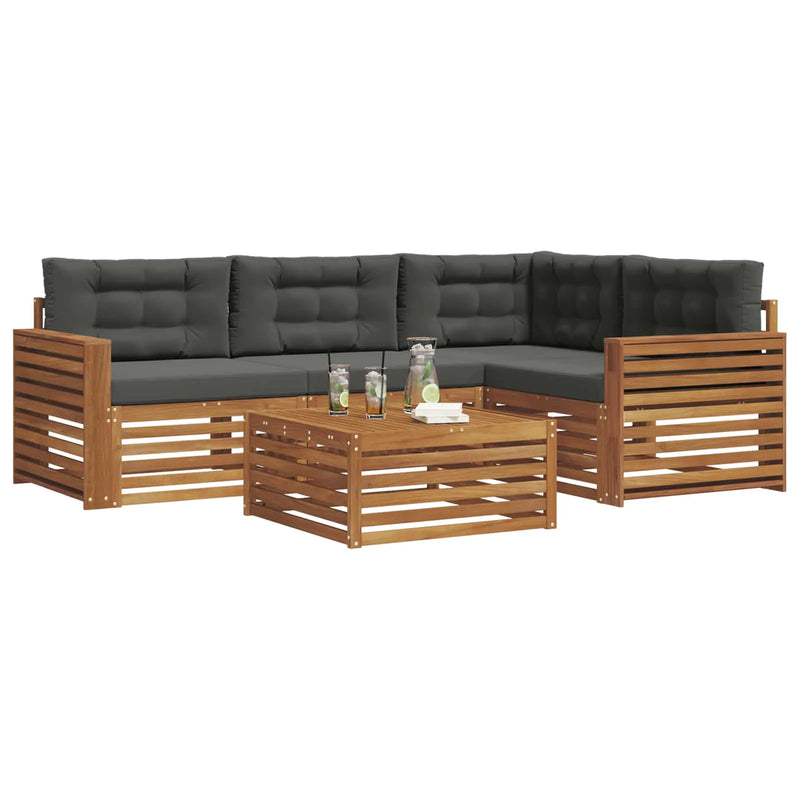 Outdoor Sofa Set with Cushion 5 pcs Natural and Anthracite