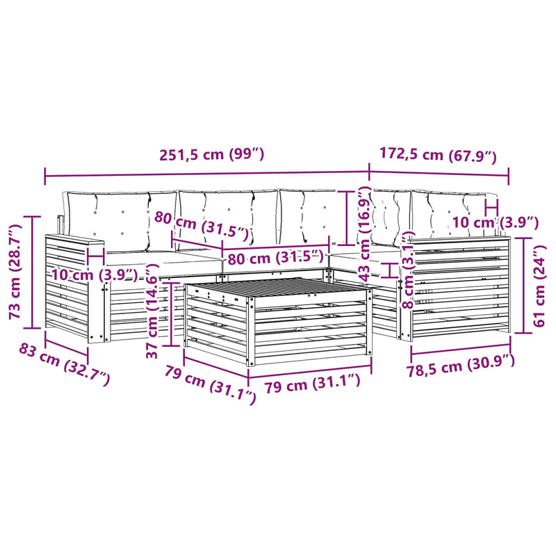 Outdoor Sofa Set with Cushion 5 pcs Natural and Anthracite