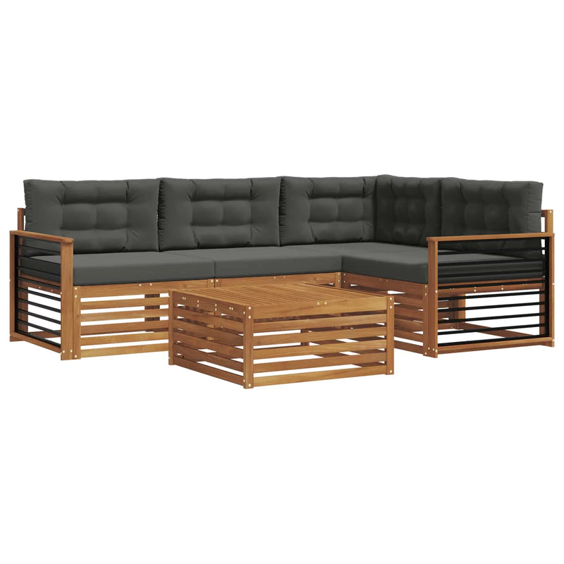 Outdoor Sofa Set with Cushion 5 pcs Natural and Anthracite