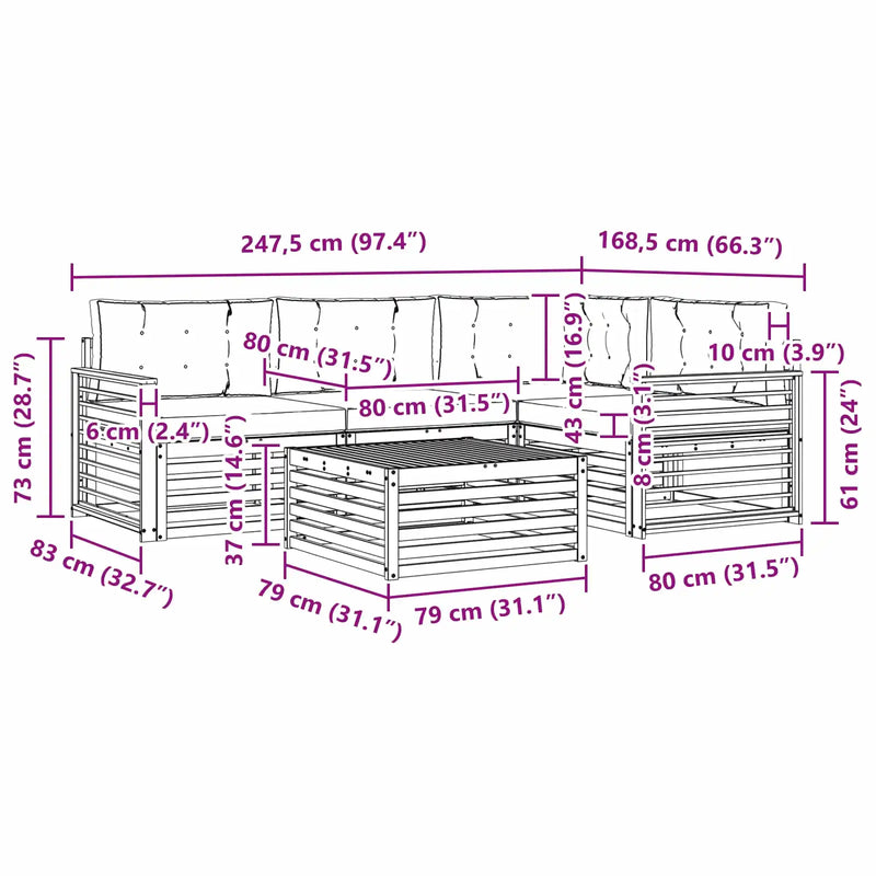 Outdoor Sofa Set with Cushion 5 pcs Natural and Anthracite