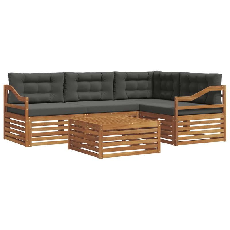 Outdoor Sofa Set with Cushion 5 pcs Natural and Anthracite