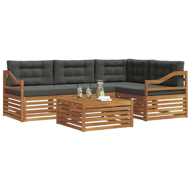 Outdoor Sofa Set with Cushion 5 pcs Natural and Anthracite