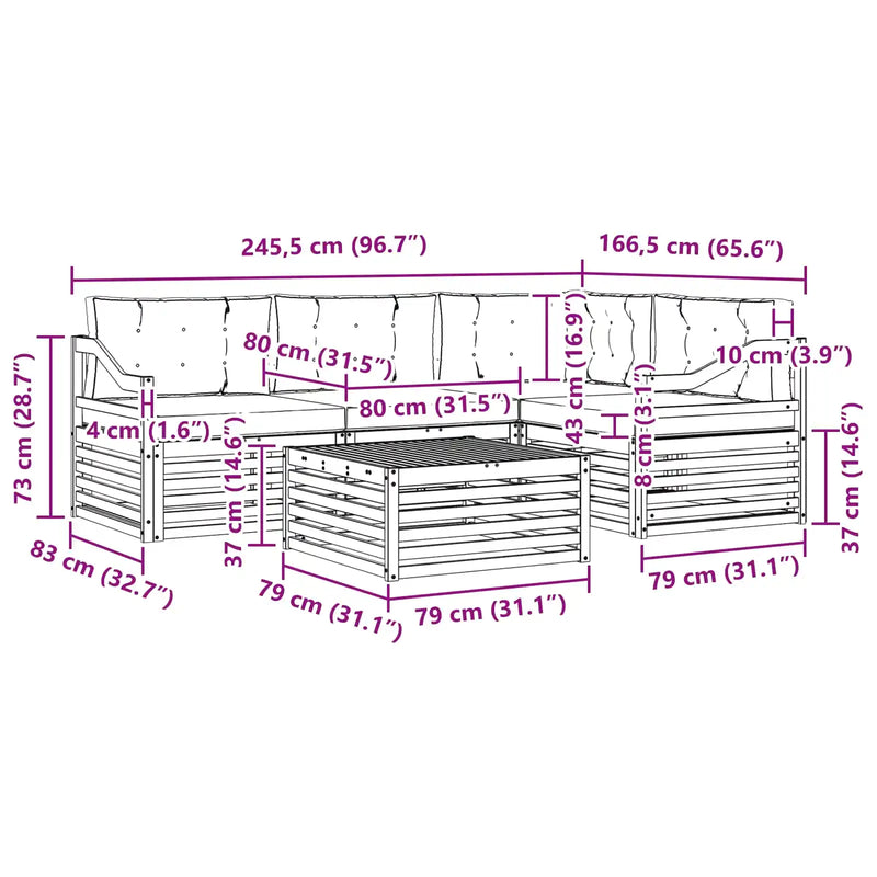 Outdoor Sofa Set with Cushion 5 pcs Natural and Anthracite