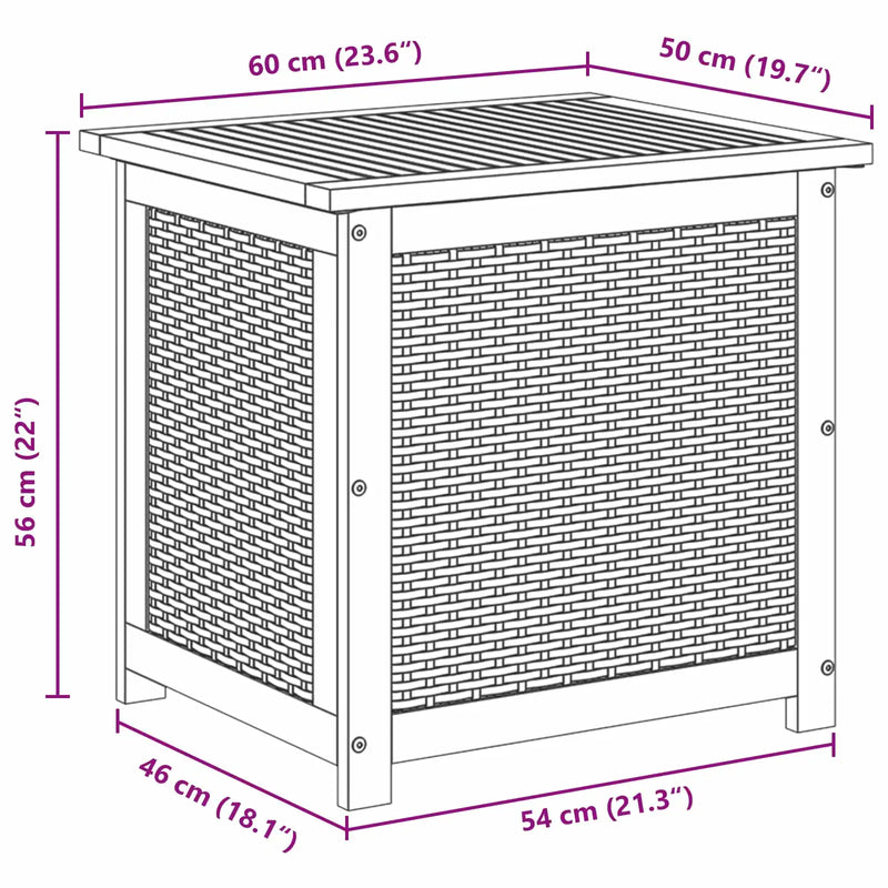 Garden Storage Box 185 L Solid Acacia Wood 60 x 50 x 56 cm