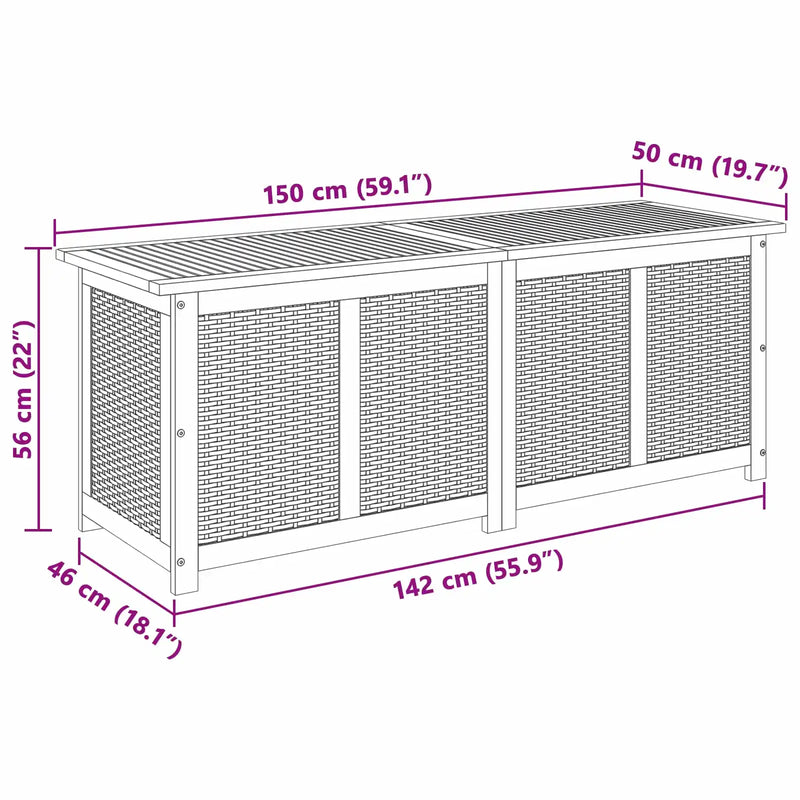Garden Storage Box 243 L Solid Acacia Wood 150 x 50 x 56 cm