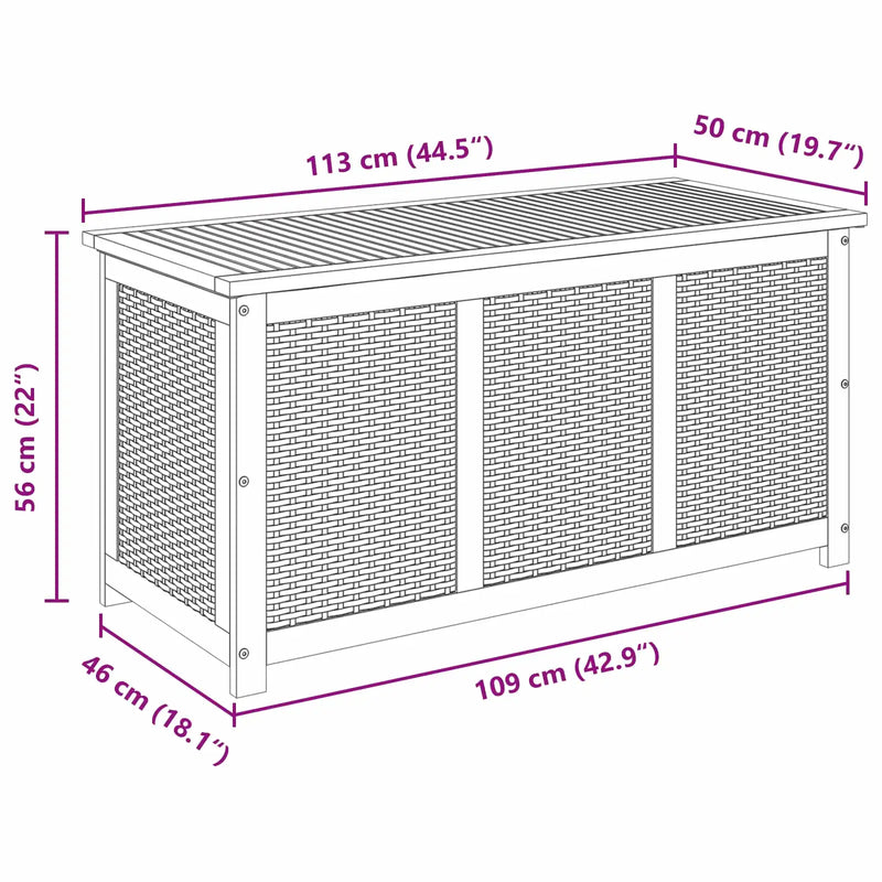 Garden Storage Box 185 L Solid Acacia Wood 113 x 50 x 56 cm