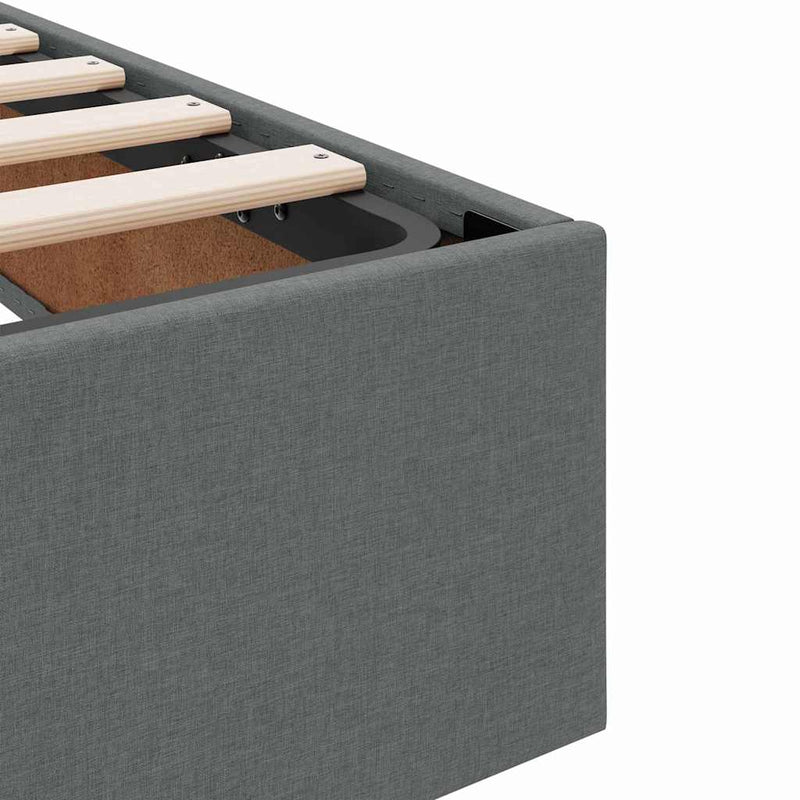 Storage Bed with Mattress Dark Grey 153 x 203 cm Fabric