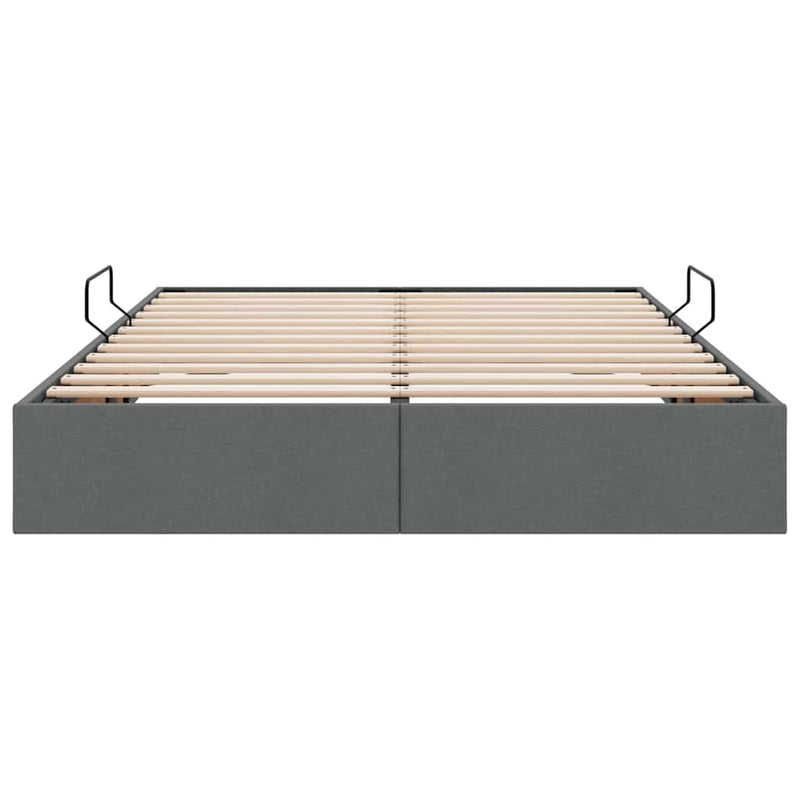 Storage Bed with Mattress Dark Grey 153 x 203 cm Fabric