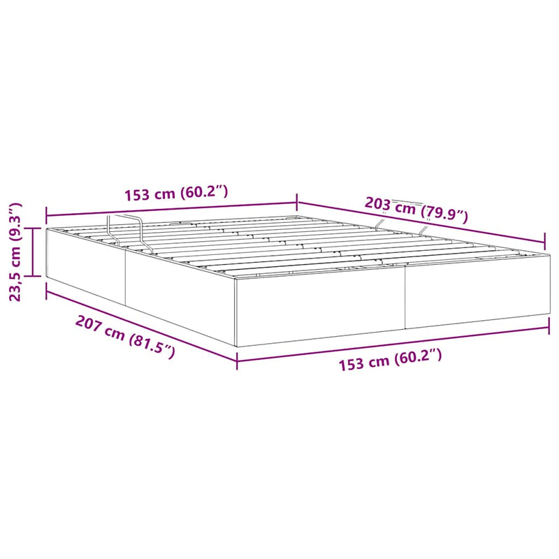 Storage Bed with Mattress Dark Grey 153 x 203 cm Fabric